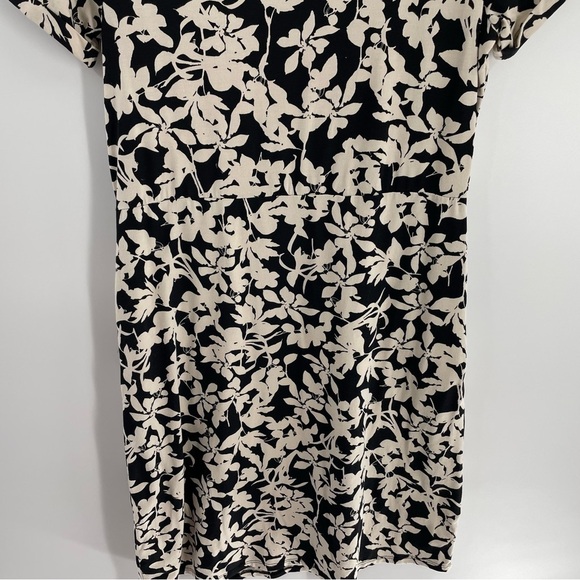J. Jill Dark Brown Ivory Floral Pima Cotton Blend Pockets Button Detail Dress - Picture 12 of 15